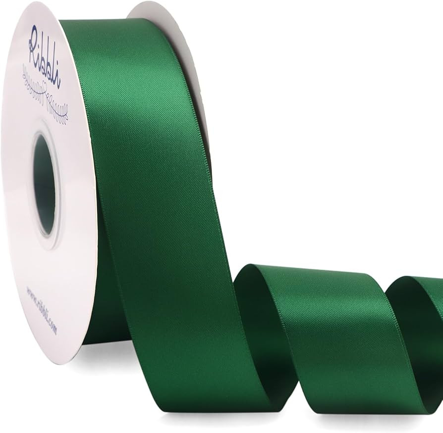 Ribbli Forest Green Satin Ribbon Double Faced Satin 1-1/2 Inch x Continuous 50 Yards-Green Ribbon... | Amazon (US)