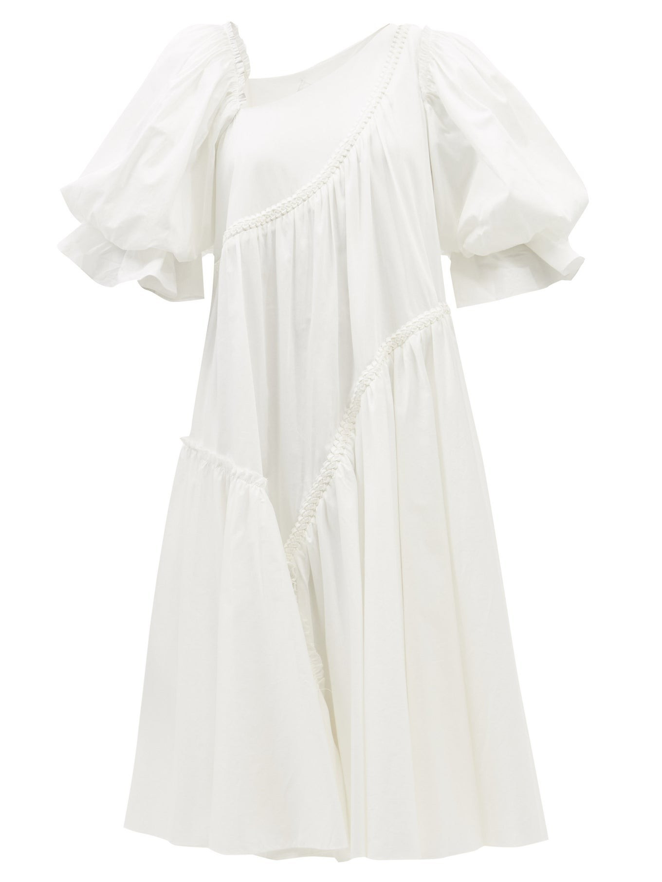 Casabianca braided puffed-sleeve cotton midi dress | Matches (US)