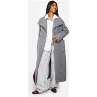 Womens Brushed Shawl Collar Belted Coat - Grey - 4 | boohoo (US & Canada)