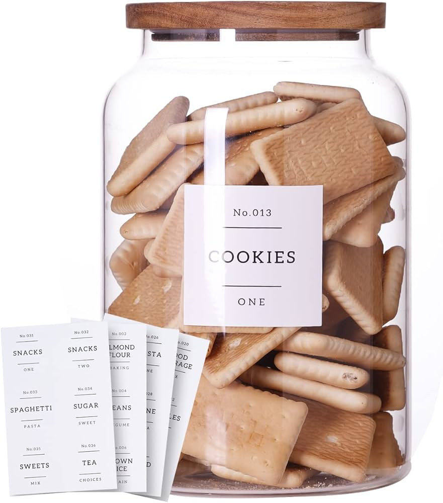 1 Gallon Large Glass Cookie jar with Airtight Acacia lids - Thicken Big Food Storage Containers w... | Amazon (US)