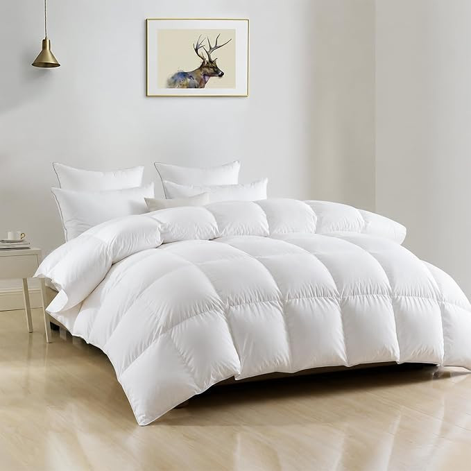DWR Luxury King Down Feather Fibers Comforter, Ultra-Soft Cotton Blend Fabric, Medium Weight for ... | Amazon (US)