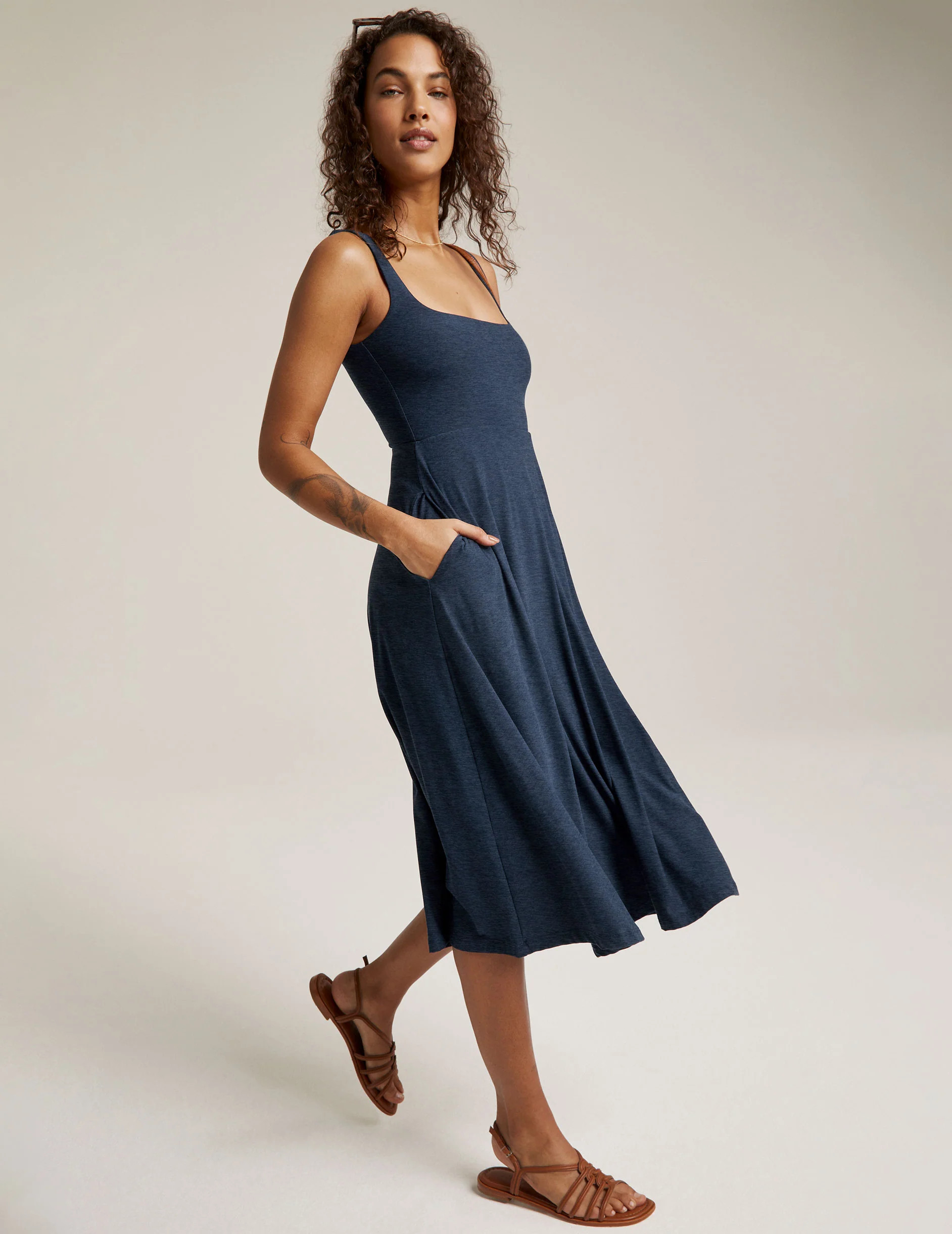 Featherweight At The Ready Square Neck Dress | Beyond Yoga | Beyond Yoga
