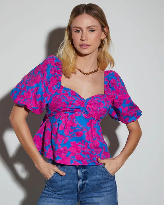 Heather Sweetheart Puff Sleeve Floral Blouse | VICI Collection