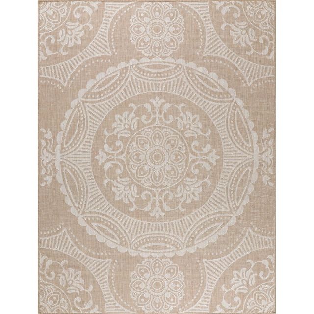 Beverly Rug Outdoor Area Rugs 8' x 10' Patio, Porch, Garden White and Beige | Walmart (US)