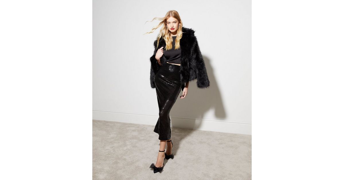 Black Sequin Midaxi Skirt | New Look | New Look (UK)
