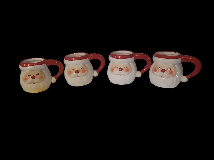 Set of 4 Ceramic Christmas Theme Santa Espresso Set | Amazon (US)