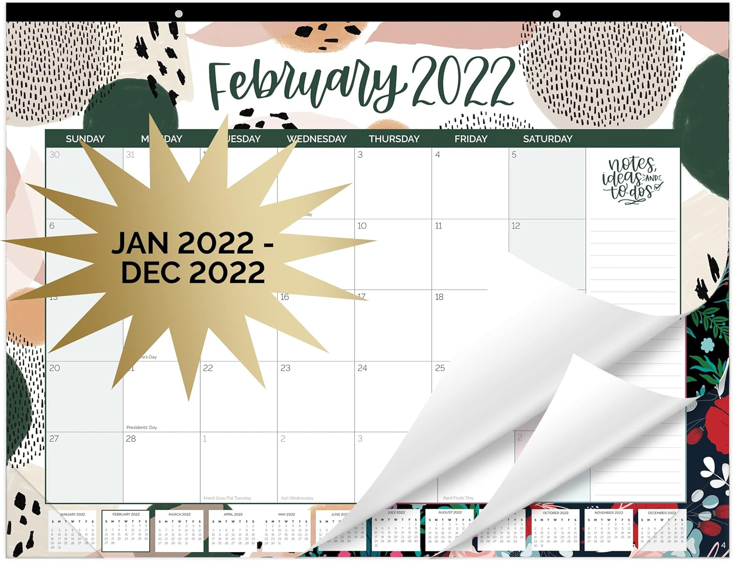 bloom daily planners 2022 Desk/Wall Calendar - 21" x 16" Large Monthly Organizer Pad (January 202... | Amazon (US)
