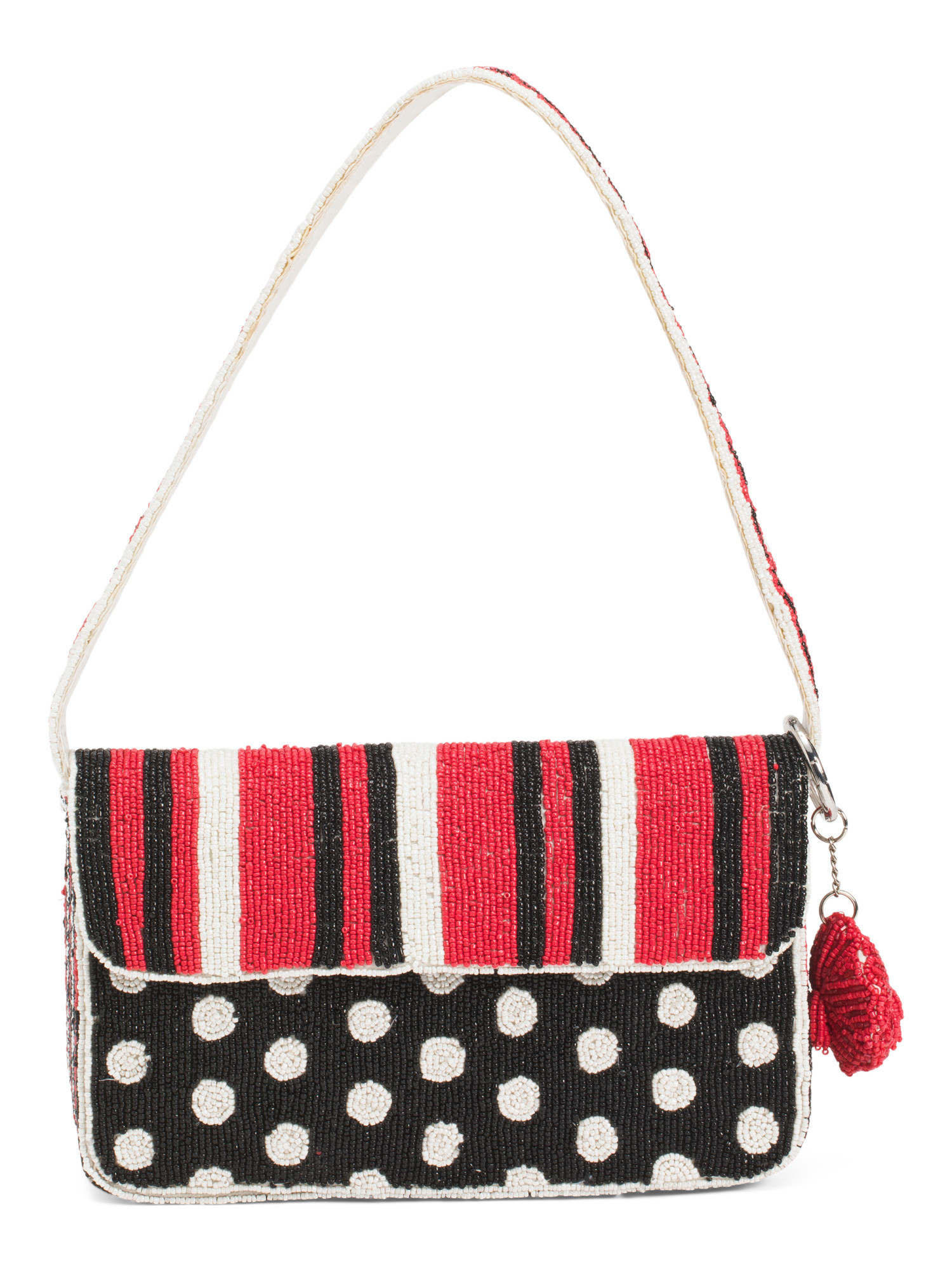 Chic Beaded Flap Shoulder Bag With Striped Accents | Handbags | Marshalls | Marshalls