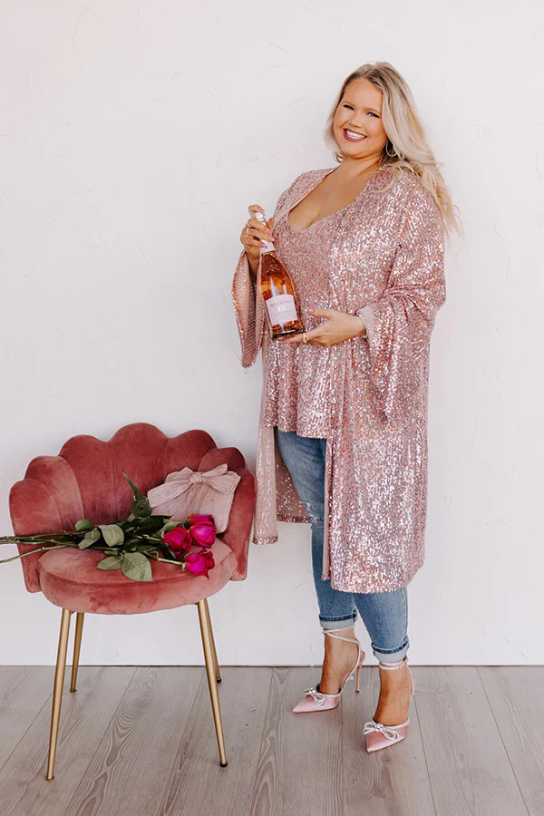 Gorgeous Glisten Sequin Overlay In Pink Curves | Impressions Online Boutique