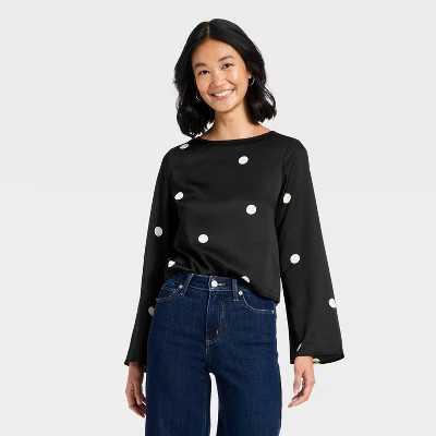 Women's Long Sleeve Satin Blouse - A New Day™ | Target