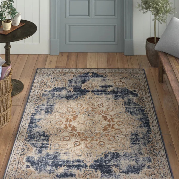 Abbeville Oriental Dark Blue Area Rug | Wayfair North America