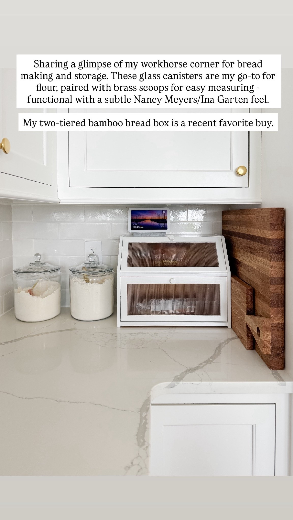 My bread making and bread storage corner! Glass flour containers, two tiered bread box, butcher block cutting board. 

#LTKSaleAlert #LTKHome #LTKSeasonal
