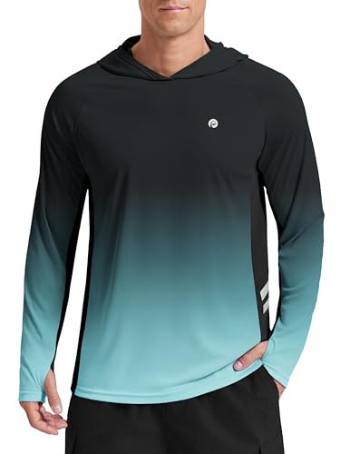 PINSPARK Men's Sun Protection Hoodie Shirts UPF 50+ Rash Guard SPF Long Sleeve Fishing Shirt for Men Swim Hiking Boating Swimming S | Amazon (US)