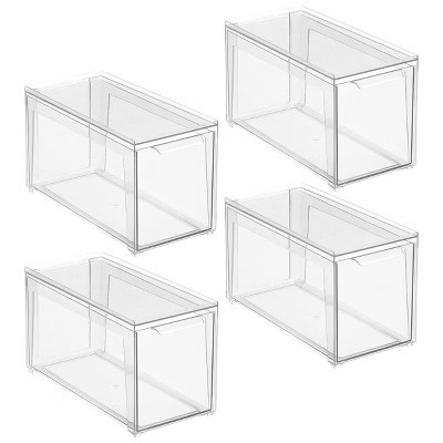 mDesign Plastic Stackable Kitchen Storage Organizer with Drawer - 4 Pack - Clear | Target