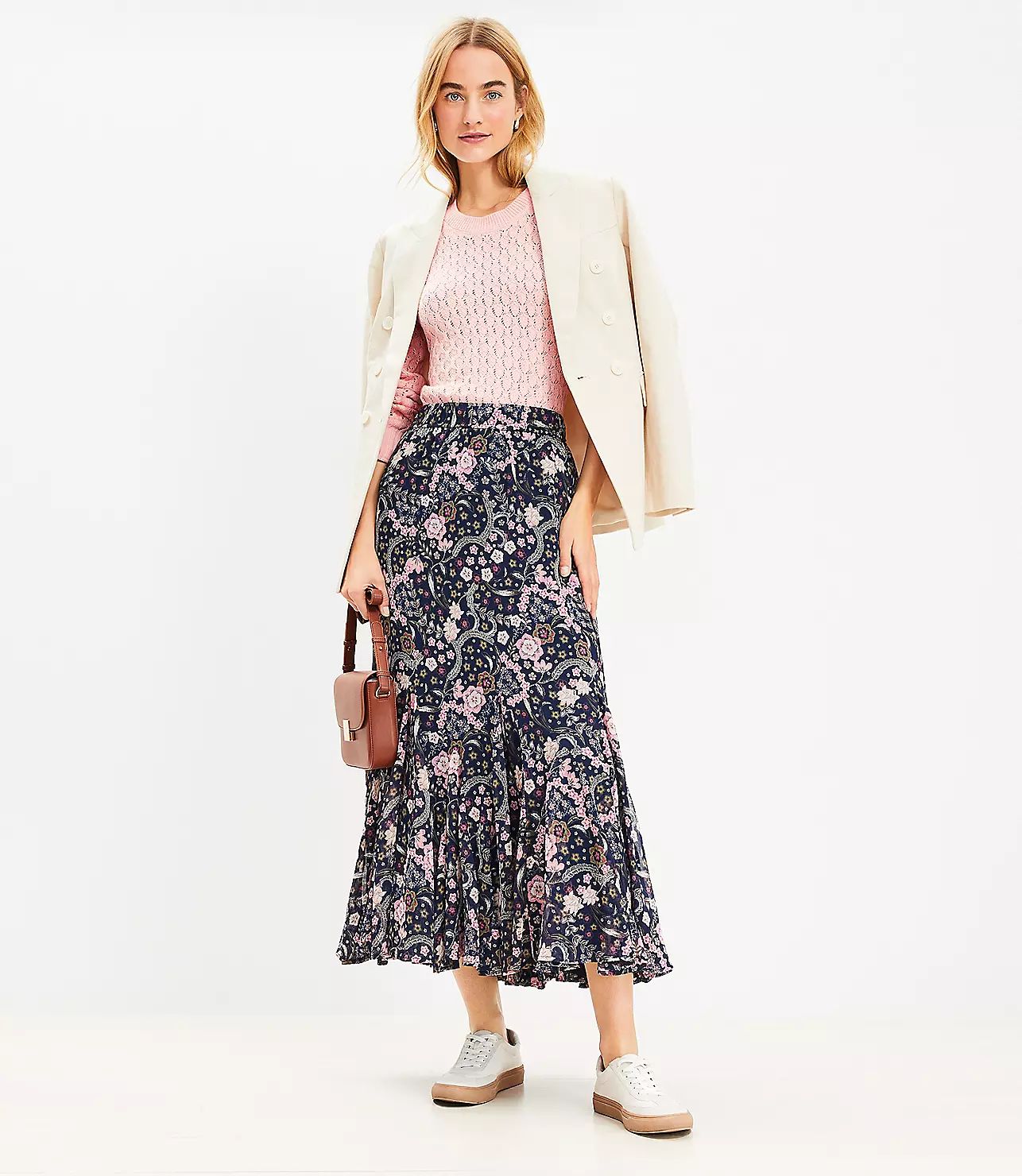 Bloom Godet Midi Skirt | LOFT