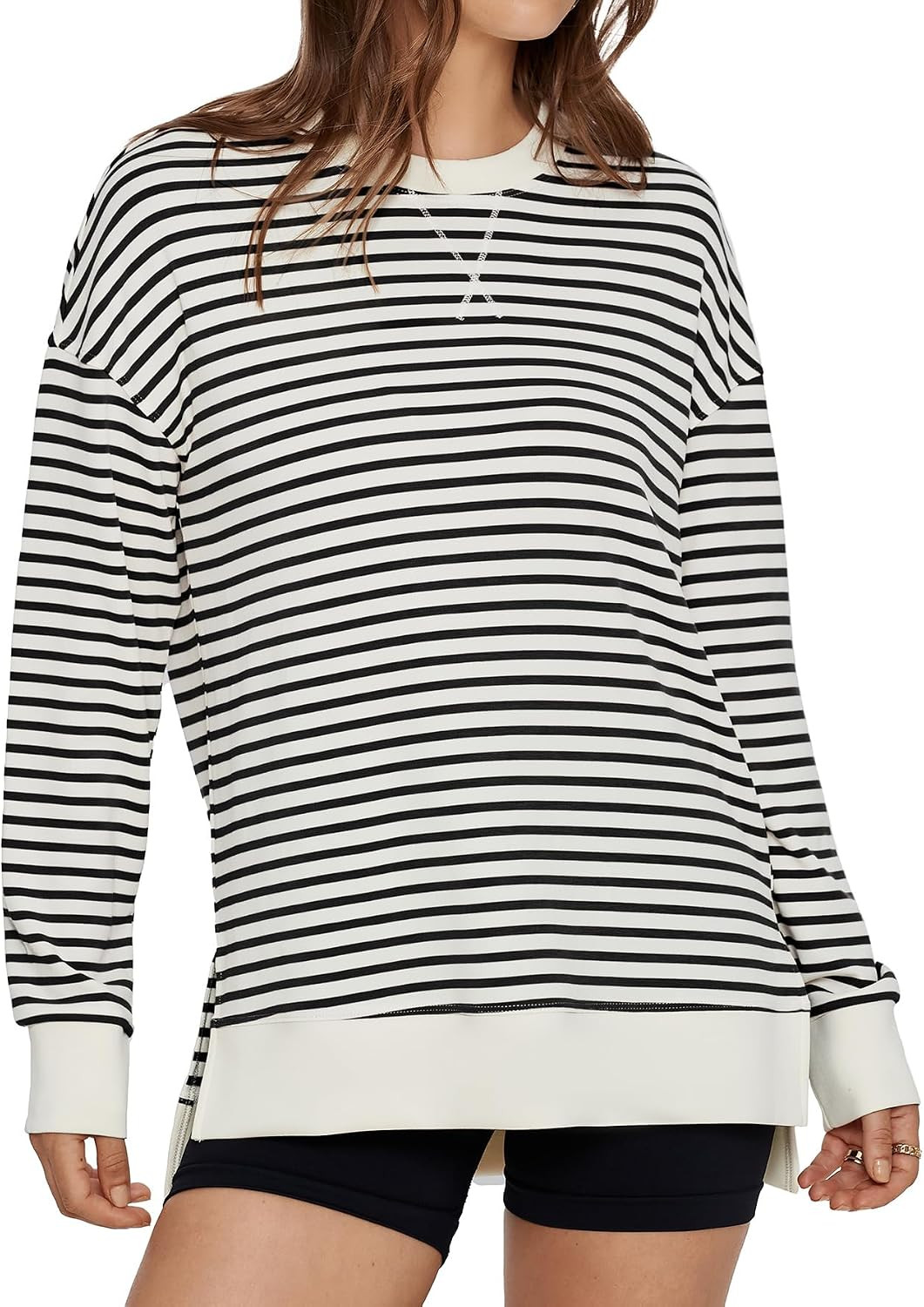 Glamaker Women's Long Sleeve Crewneck Sweatshirt Lightweight Basic Soft Loose Pullover Sweatshirts | Amazon (US)