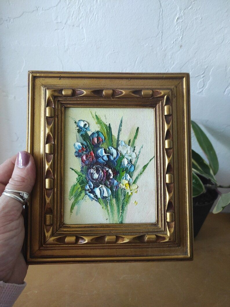 Mini Framed Floral Oil Painting | Etsy (US)