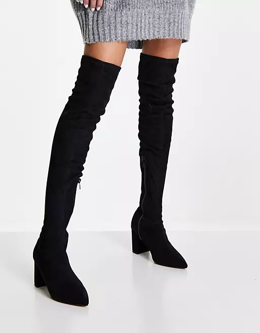 NA-KD faux suede over-the-knee boots in black | ASOS (Global)
