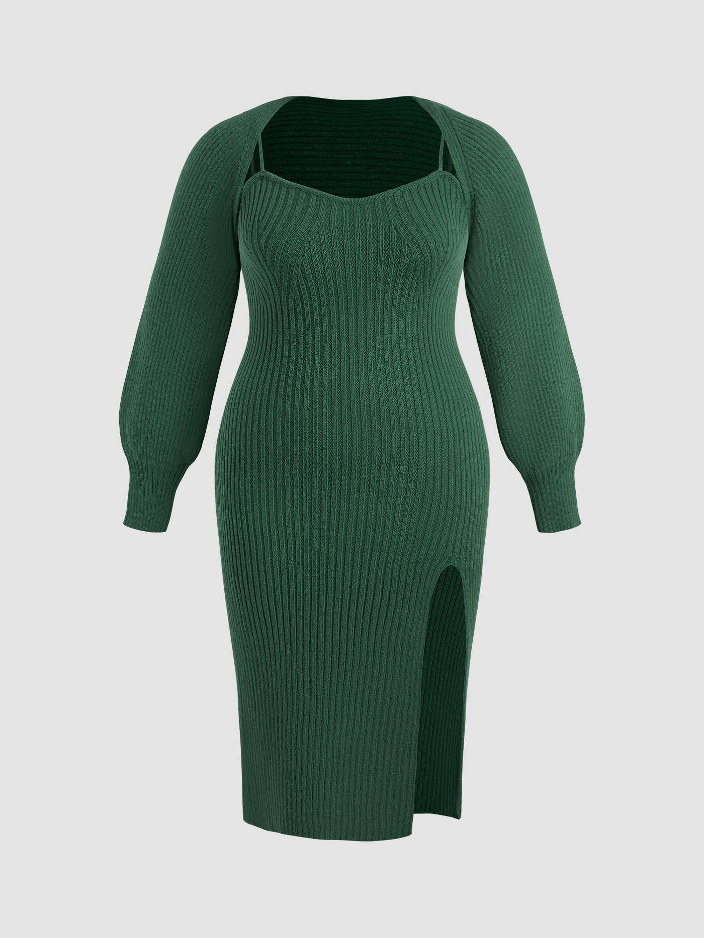 Knit Solid Cami Split Midi Dress & Crop Top Curve & Plus | Cider