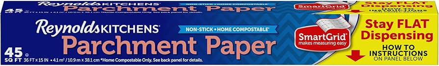 Reynolds Kitchens Stay Flat Parchment Paper with SmartGrid, 45 Square Feet | Amazon (US)