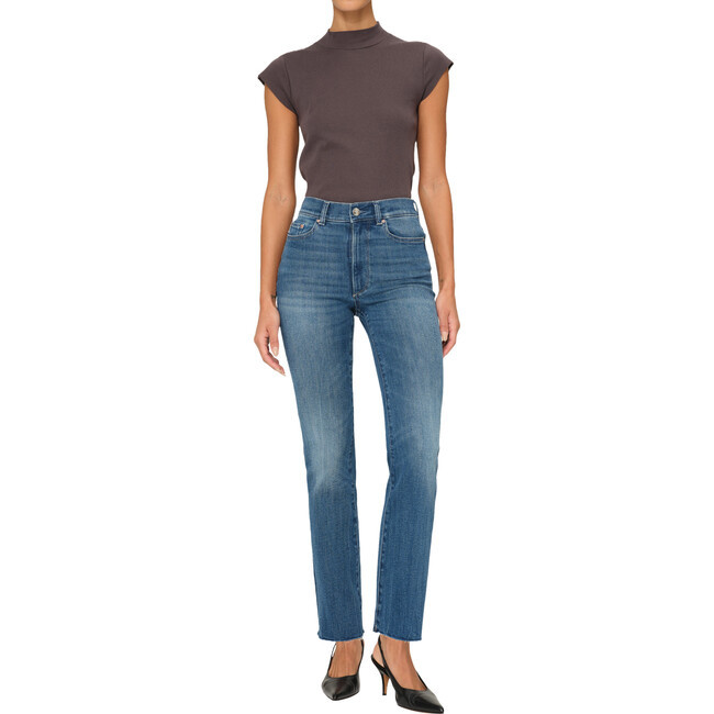 DL1961 | Women's Halle Straight High Rise Instasculpt™ 29"" Jeans, Palm Springs (Blue, Size 24) | Maisonette | Maisonette