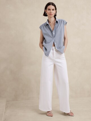 Oversized Poplin Shirred Shirt | Banana Republic Factory