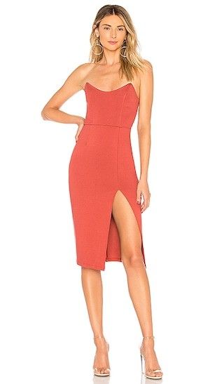 Zarah Strapless High Slit Midi Dress | Wedding Guest Dress | Wedding Guest Dresses | Revolve Clothing (Global)