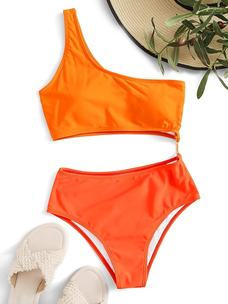 SweatyRocks Women's Bathing Suits One Shoulder Cutout One Piece Swimsuit Swimwear Monokini | Amazon (US)