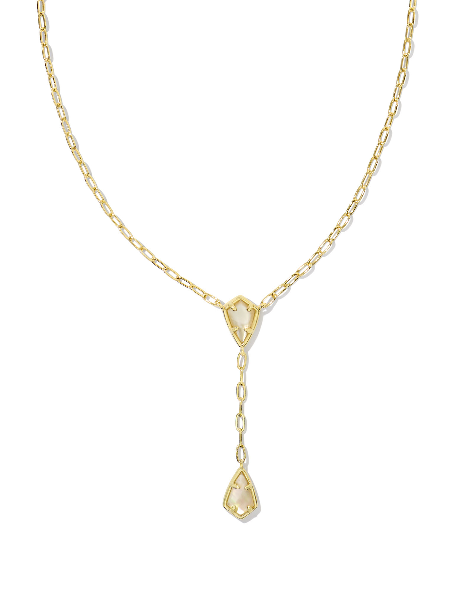 Camry Gold Y Necklace in Golden Abalone | Kendra Scott