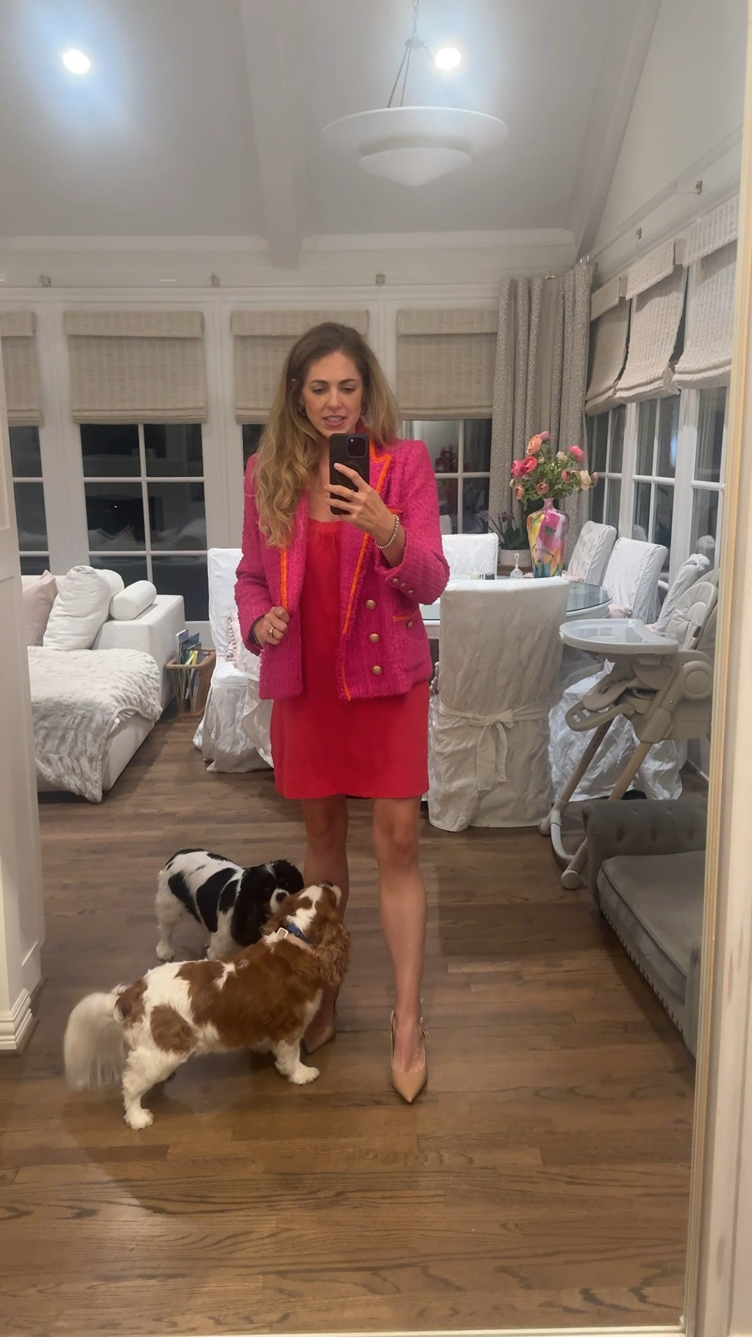 I wore this pink silk dress and tweed jacket for a baby girl sprinkle for my cousin! The dress is from college, but the jacket is still available. 

#LTKSummerEdit