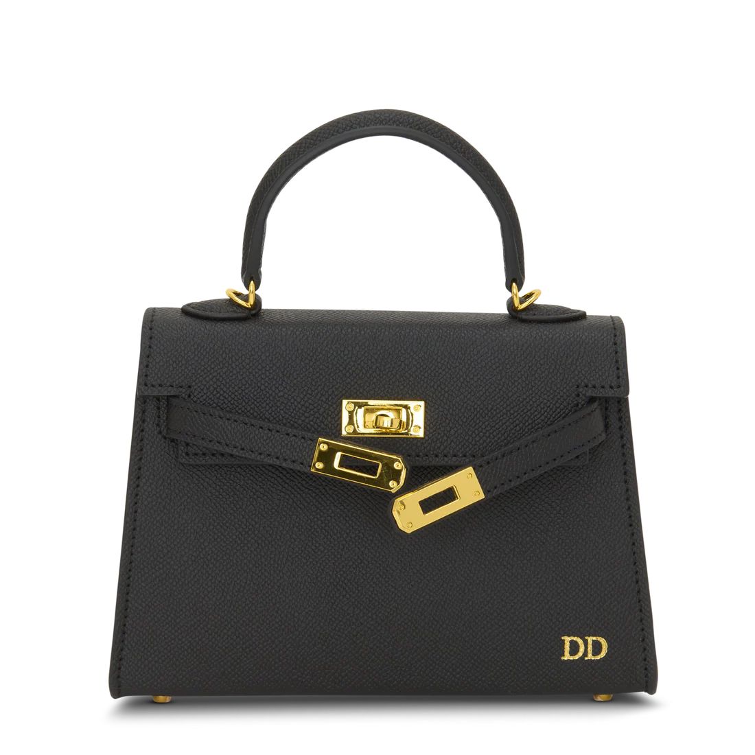 Lily & Bean Hettie Mini Bag - Black with Initials & Patterned Strap | Lily and Bean