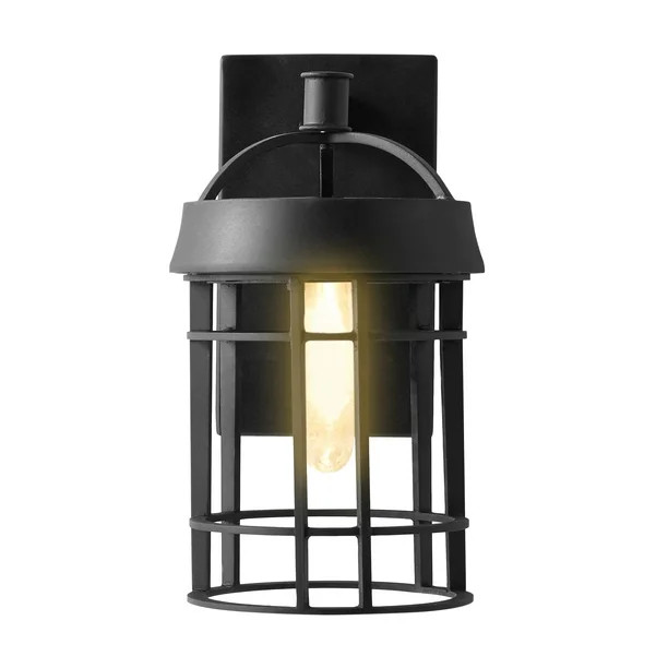 Better Homes & Gardens Satin Black Outdoor Sconce Aluminum Solar Lamp | Walmart (US)