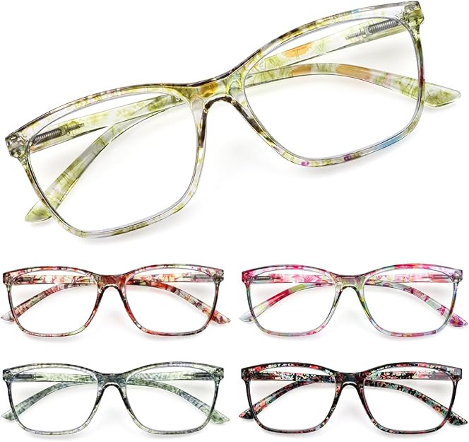 SIGVAN Ladies Reading Glasses Blue Light Blocking Spring Hinge Fashion Pattern Print Eyeglasses f... | Amazon (US)