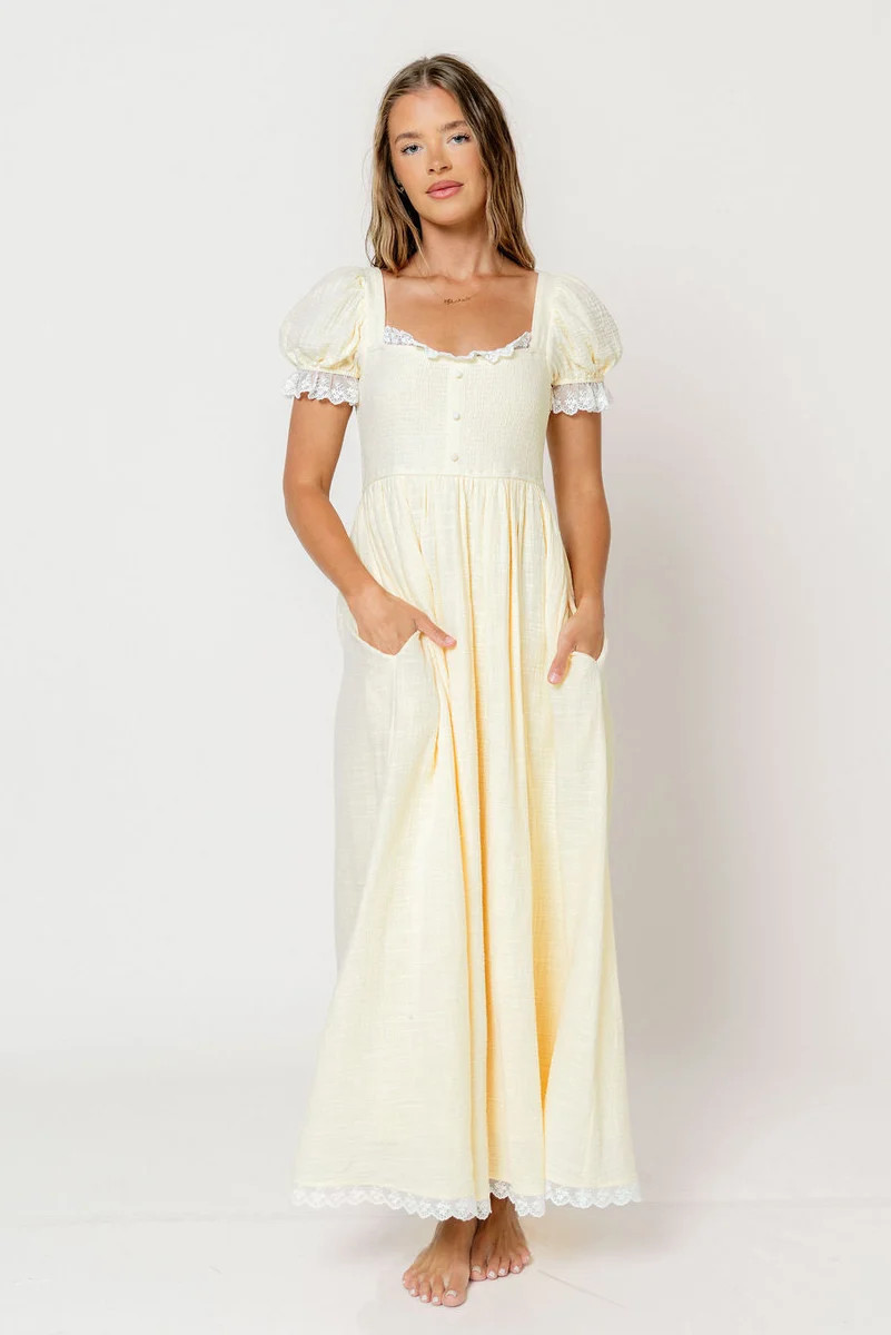 Porter 100% Cotton Maxi Dress in Butter Yellow | Worth Collective