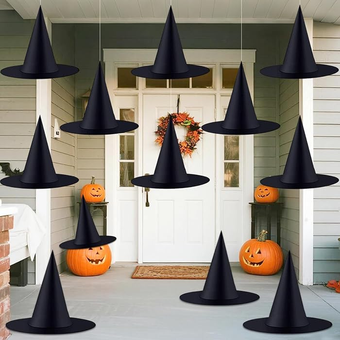 ZeeDix 12 PCS Halloween Witch Hats, Hanging Decor for Yard Porch Ceiling | Amazon (US)