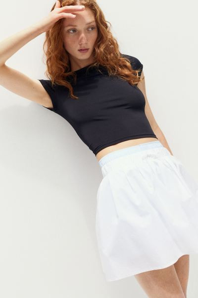 Fitted T-shirt - Round Neck - Short sleeve - Navy blue - Ladies | H&M US | H&M (US + CA)