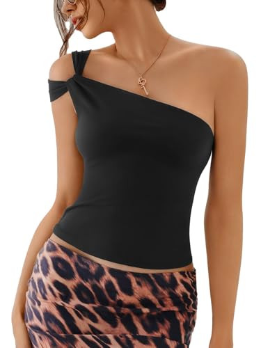 REORIA 2025 Summer Tops One Shoulder Asymmetric Women's Tops Trendy Sleeveless Shirts, Y2k Sexy G... | Amazon (US)
