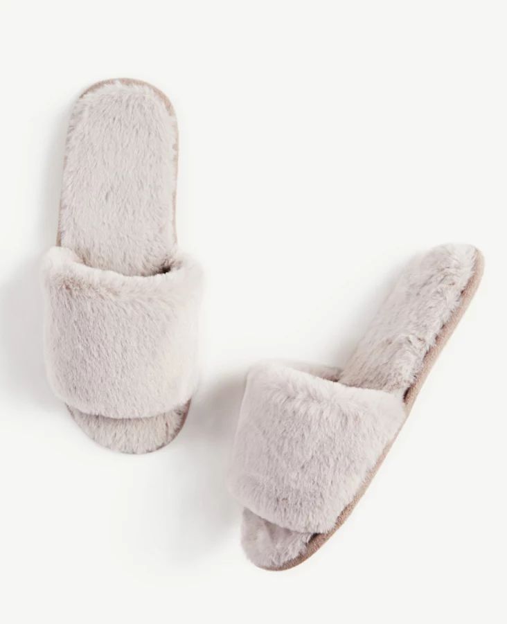 Faux Fur Slide Slippers | Ann Taylor Factory