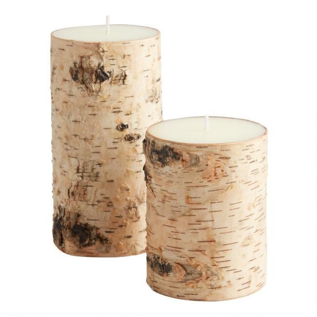 Birch Unscented Pillar Candle | World Market