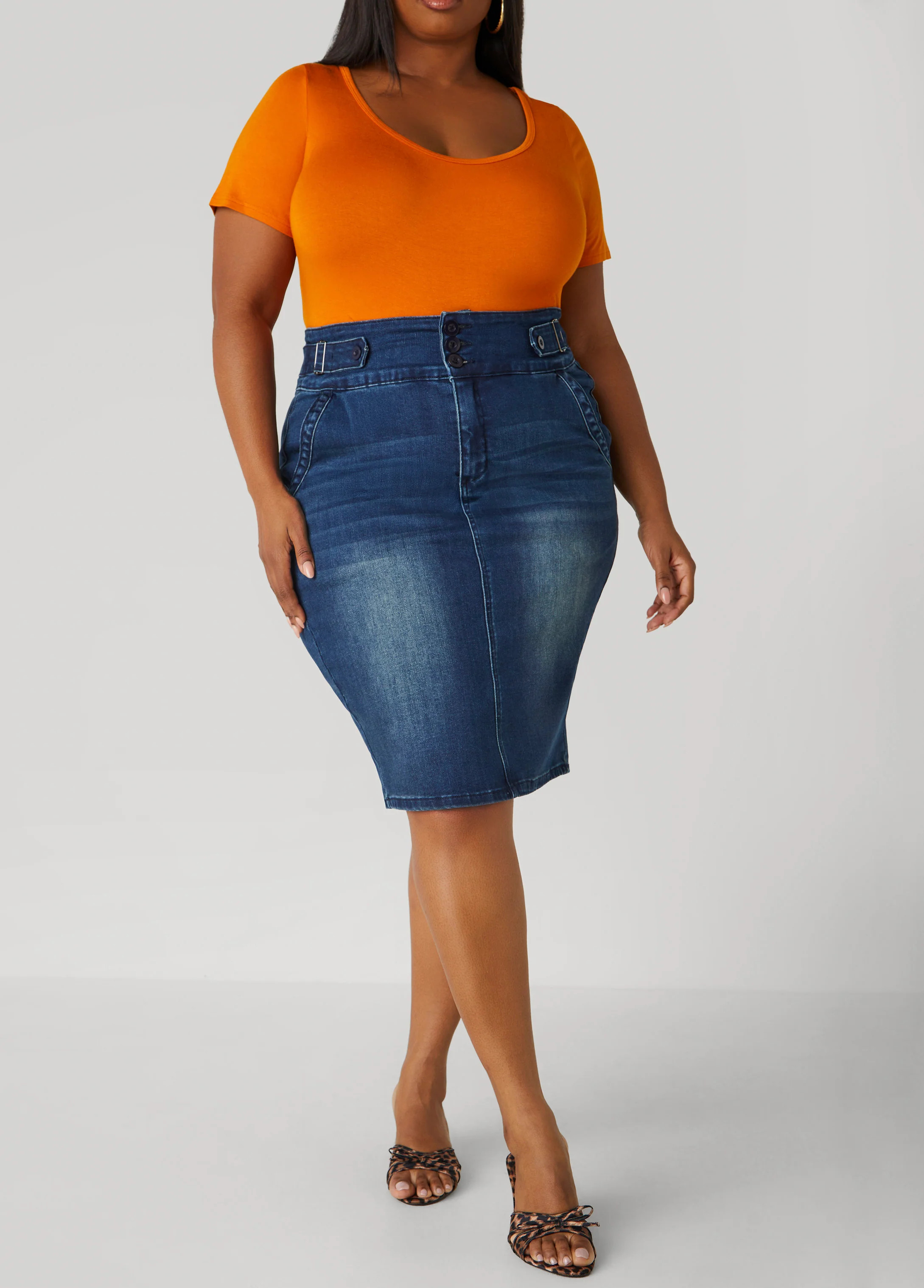Denim Pencil Skirt | Ashley Stewart
