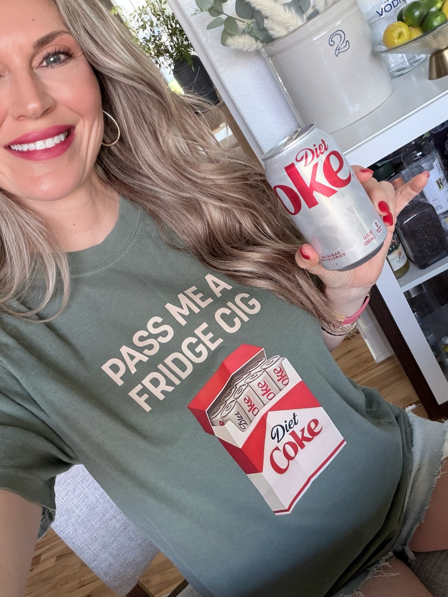Found the perfect graphic tee for all my Diet Coke lovers! Wearing the color moss!