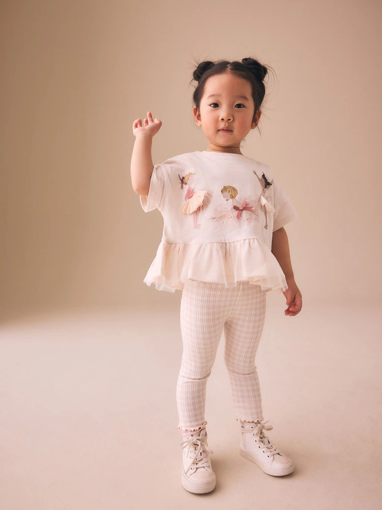 Pink Ballerina Short Sleeve Peplum T-Shirt and Leggings Set (3mths-7yrs) | Next US
