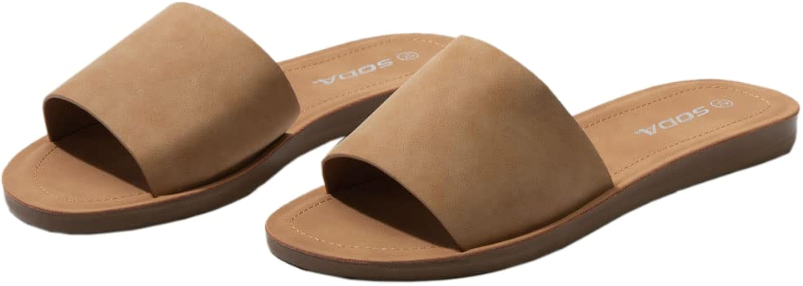 Soda Shoes Women Flip Flops Basic Plain Slippers Slip On Sandals Slides Casual Peep Toe Beach Efr... | Amazon (US)