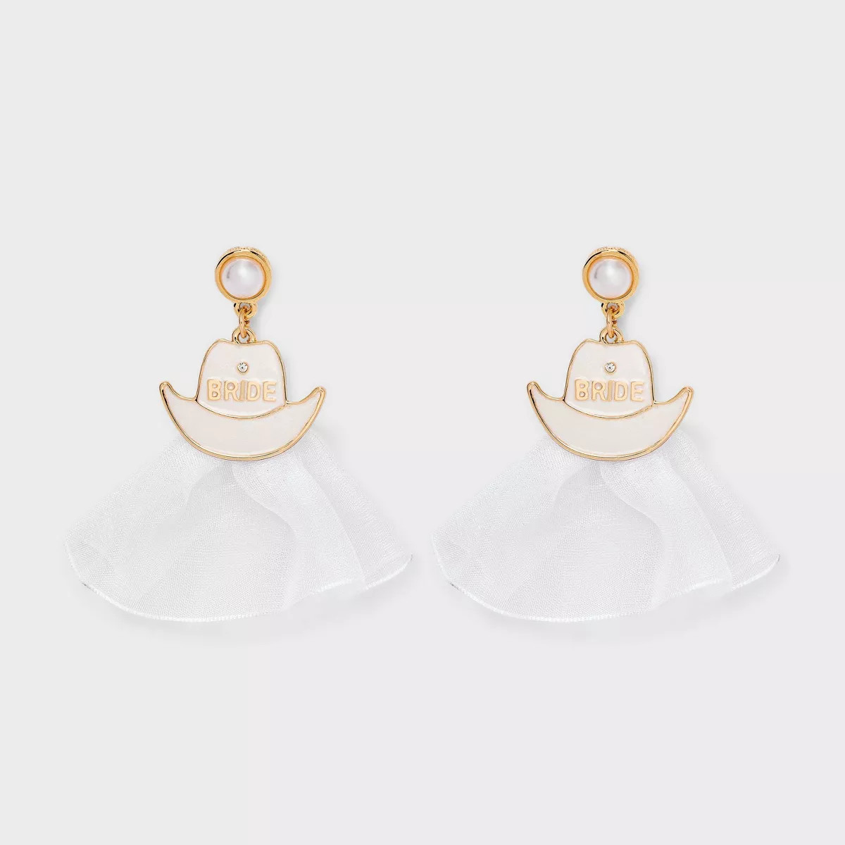 Bride Cowboy Hat Drop Earrings - Ivory/White | Target