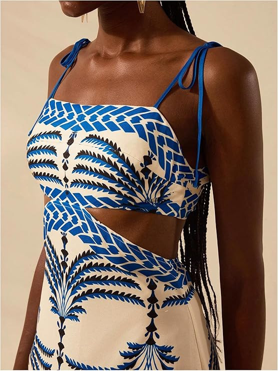 SOLY HUX Women's Summer Maxi Dress Boho Print Tie Shoulder Spaghetti Strap Cut Out Tie Back Cami ... | Amazon (US)