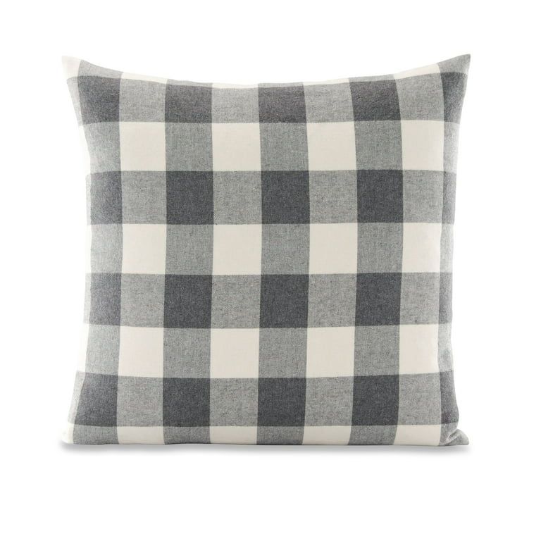 Better Homes & Gardens Feather Filled Buffalo Plaid Decorative Throw Pillow, 18" x 18", Grey | Walmart (US)