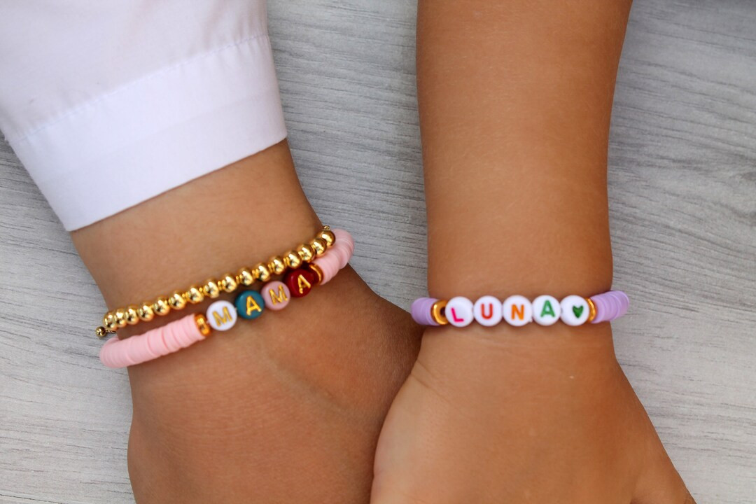 Back to School Mama & Mini Bracelet Set Stretch With Heishi - Etsy | Etsy (US)