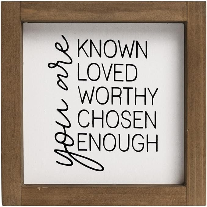 flangairy You Are Known Loved Worthy Chosen Enough Inspirational Sign, 6 Inch Wooden Positive Aff... | Amazon (US)
