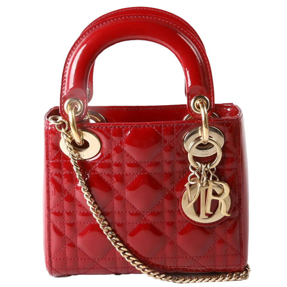 Lady Dior Mini Patent Red | Keeks Designer Handbags
