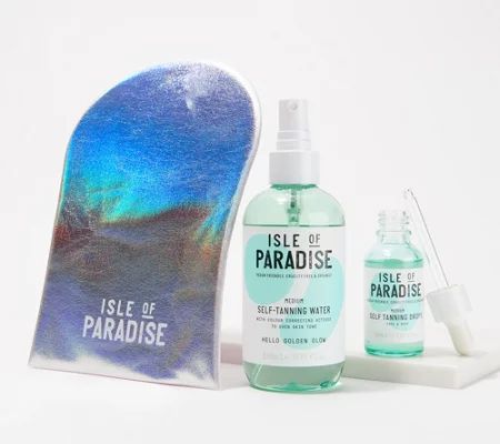Isle of Paradise Self-Tanning Drops & Water Set with Mitt | QVC